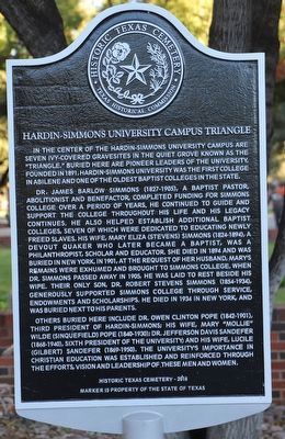 Hardin-Simmons University Campus Triangle Marker. Click for full size. Hardin-Simmons University Campus Triangle Marker image. Click for full size.