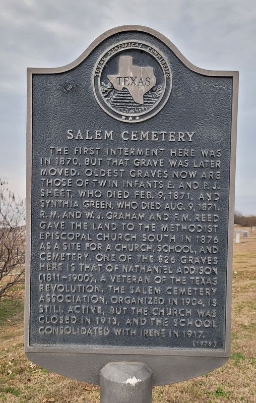 Salem Cemetery Marker image. Click for full size.