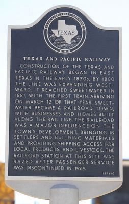 Texas and Pacific Railway Marker image. Click for full size.