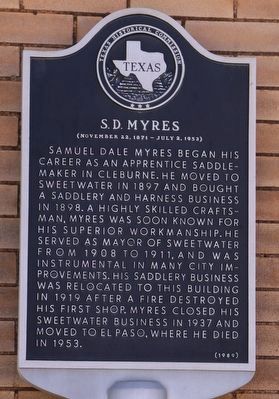 S.D. Myres Marker. Click for full size. S.D. Myres Marker image. Click for full size.