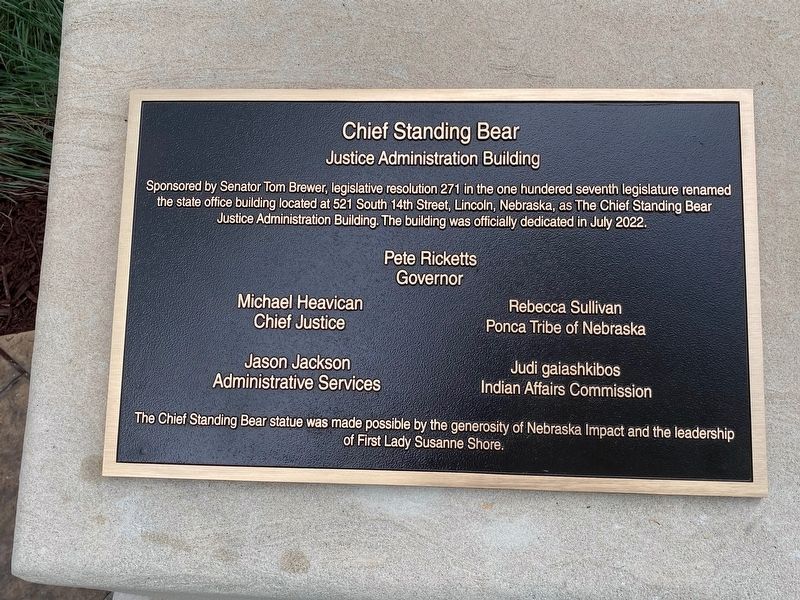 Chief Standing Bear Marker. Click for full size. Chief Standing Bear Marker image. Click for full size.