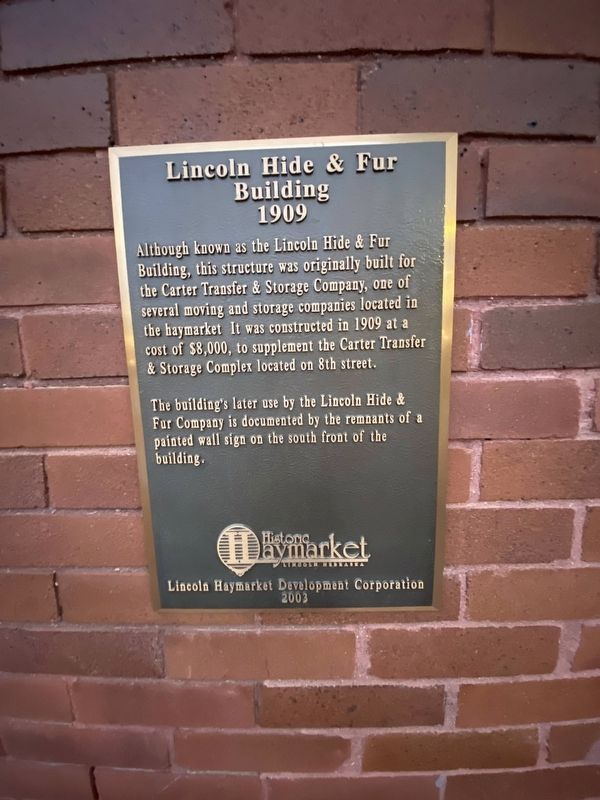Lincoln Hide & Fur Building Marker image. Click for full size.