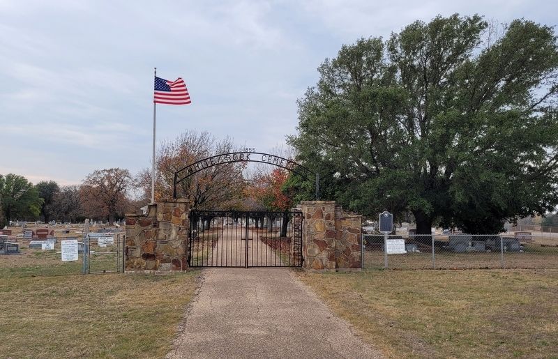 The entrance to the White Rock Cemetery with the Marker image. Click for full size.