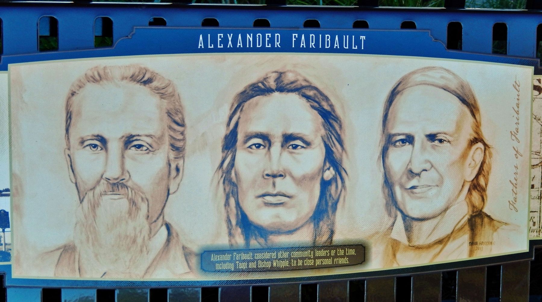 Marker detail: Alexander Faribault &bull; "Fathers of Faribault" image. Click for full size.