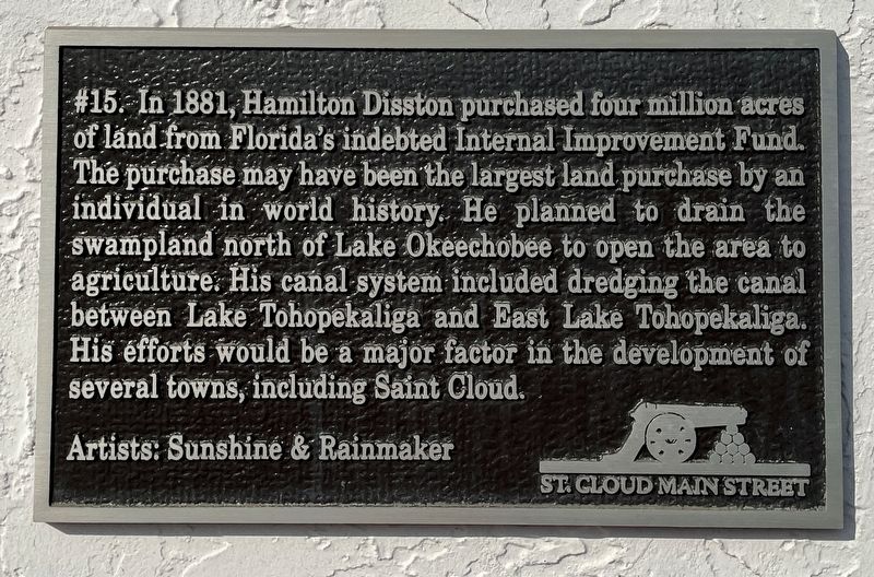 Hamilton Disston Purchases Four Million Acres Marker image. Click for full size.