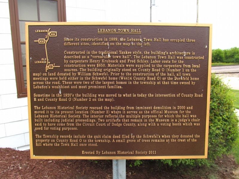 Lebanon Town Hall Marker. Click for full size. Lebanon Town Hall Marker image. Click for full size.