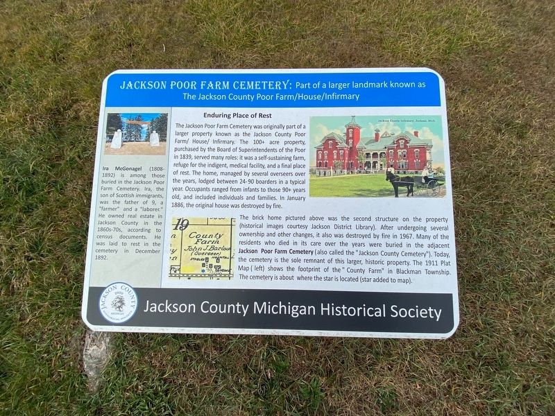Jackson Poor Farm Cemetery Marker. Click for full size. Jackson Poor Farm Cemetery Marker image. Click for full size.