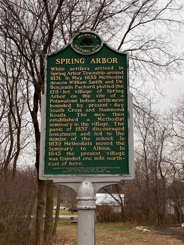 Huron Potawatomi Village / Spring Arbor Marker image. Click for full size.