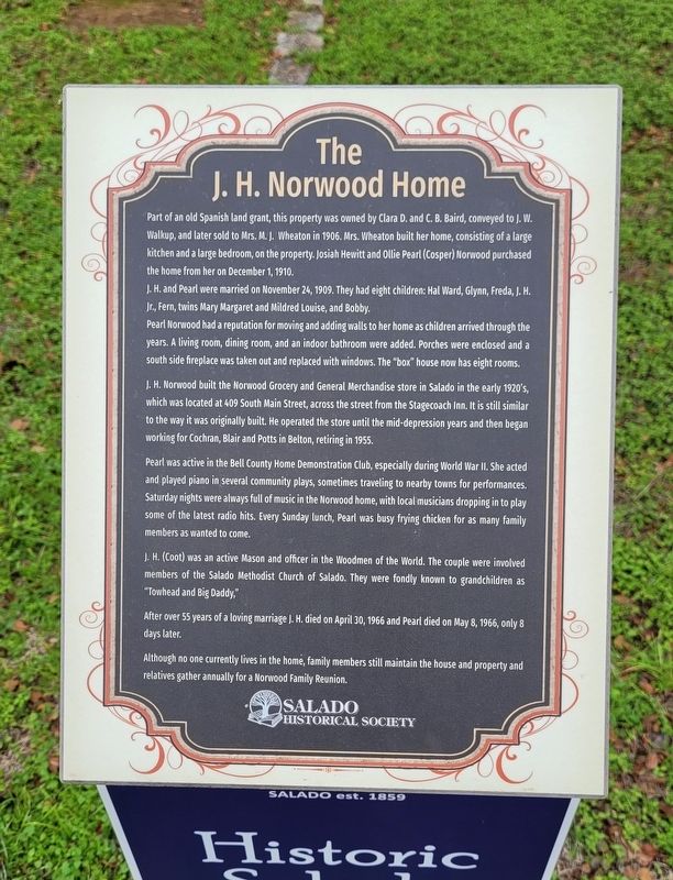 The J.H. Norwood Home Marker image. Click for full size.