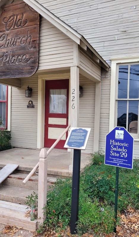 The entrance to the Old Salado Church of Christ with Marker. Click for full size. The entrance to the Old Salado Church of Christ with Marker image. Click for full size.