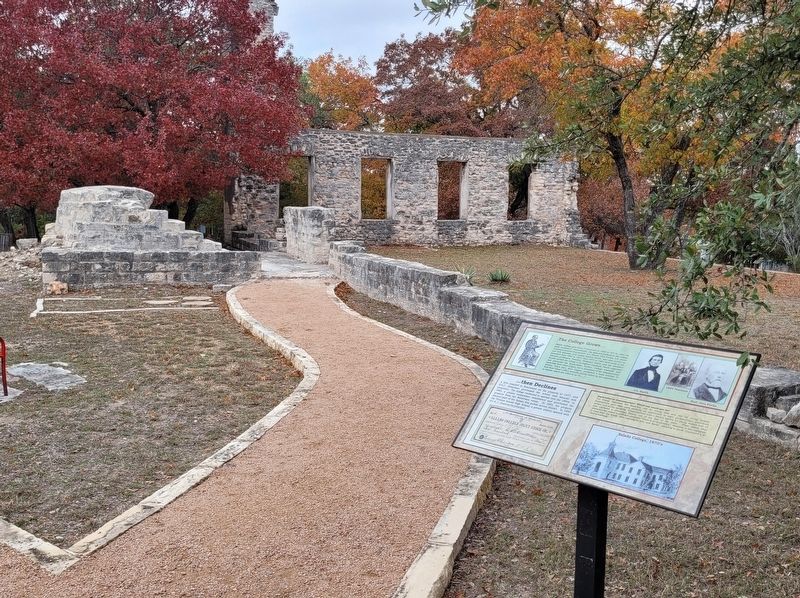 The College Grows... Marker in front of the college ruins image. Click for full size.