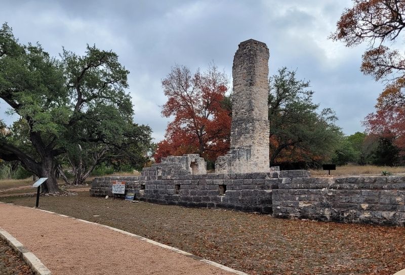 The Salado College: The Early Years Marker and the college ruins image. Click for full size.