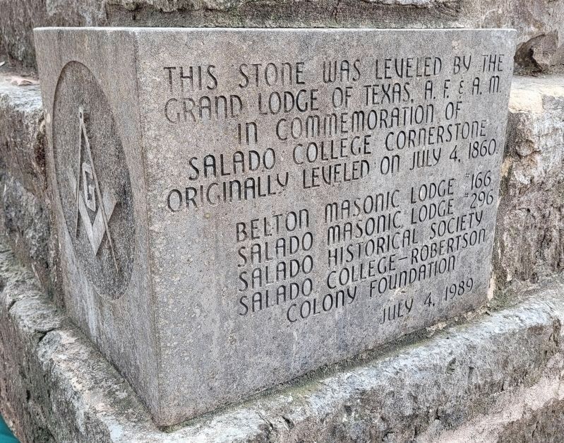 Masonic Cornerstone from work in 1989 at the northeast corner of the ruins. Click for full size. Masonic Cornerstone from work in 1989 at the northeast corner of the ruins image. Click for full size.