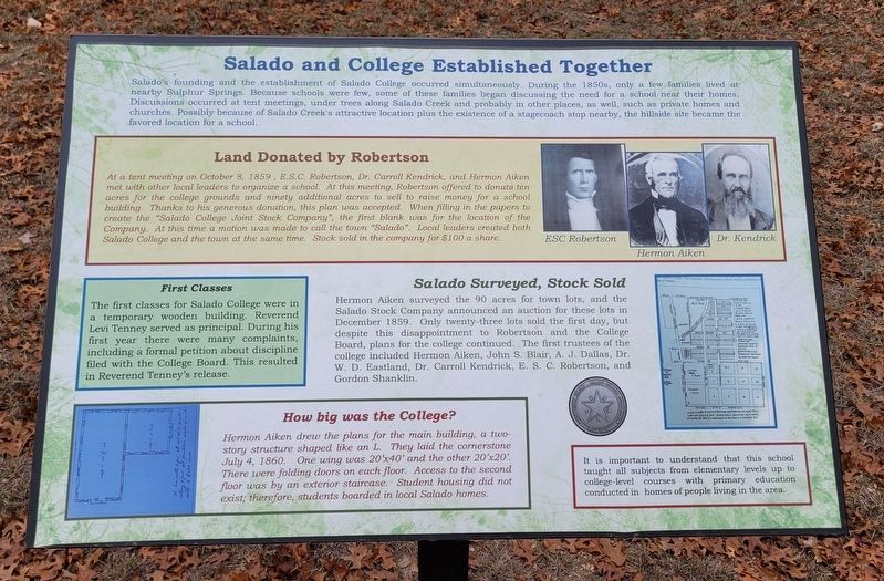 Salado and College Established Together Marker image. Click for full size.
