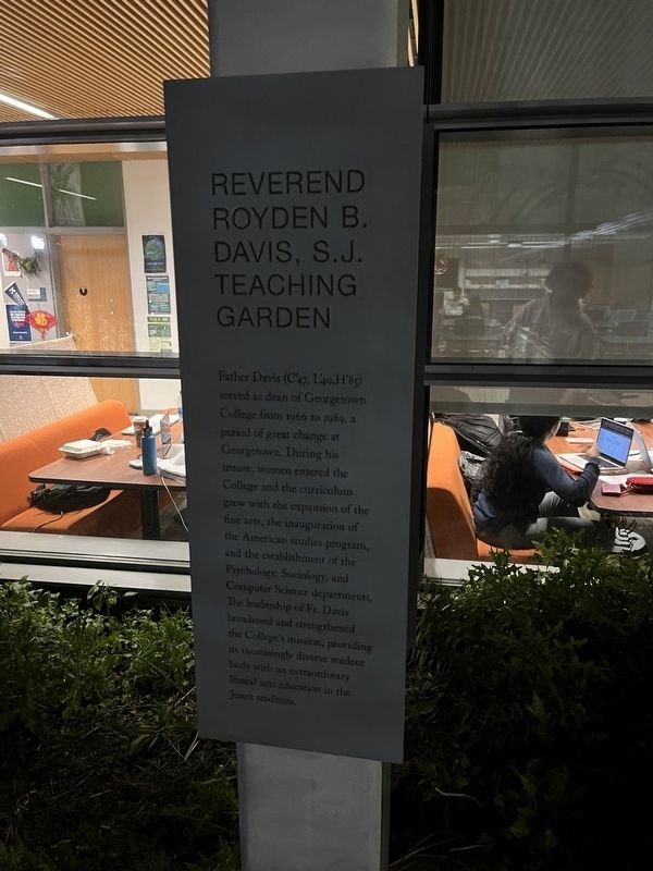 Reverend Royden B. Davis, S.J. Teaching Garden Marker image. Click for full size.