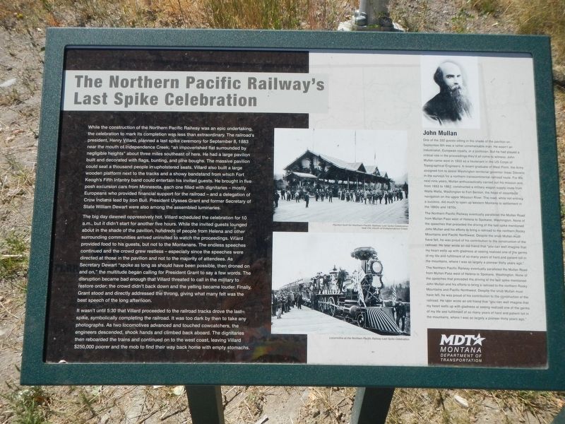 The Northern Pacific Railway's Last Spike Celebration Marker image. Click for full size.