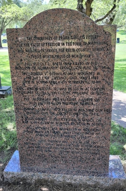 Reverse Side - The Nine Men of Praha Marker image. Click for full size.