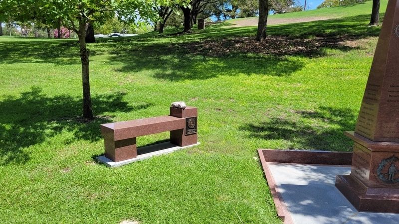 The view of the Texas Patriots Bench and Marker in the cemetery image. Click for full size.