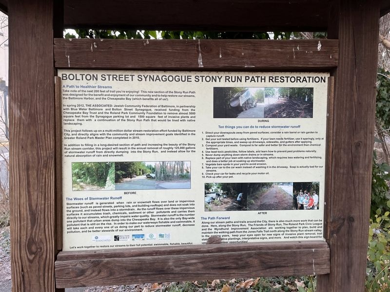Bolton Street Synagogue Stone Run Path Restoration Marker image. Click for full size.