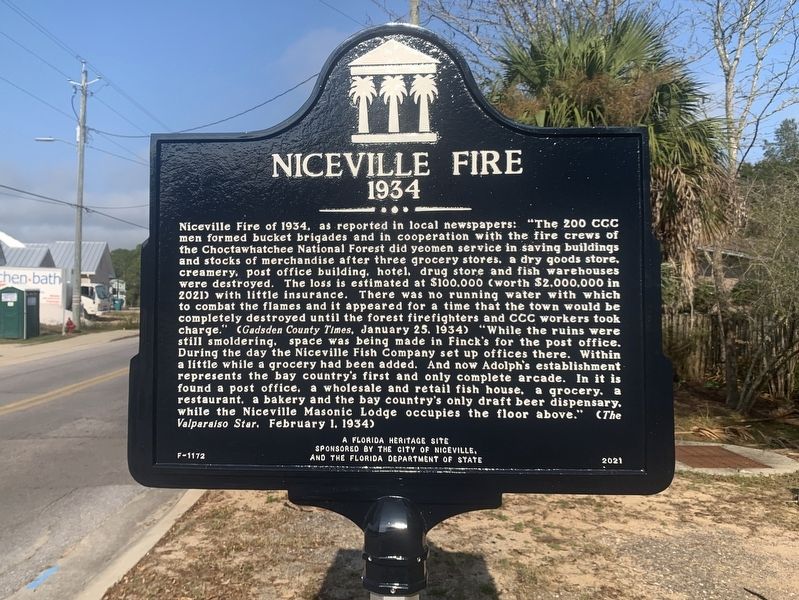 Niceville Fire 1934 Marker image. Click for full size.
