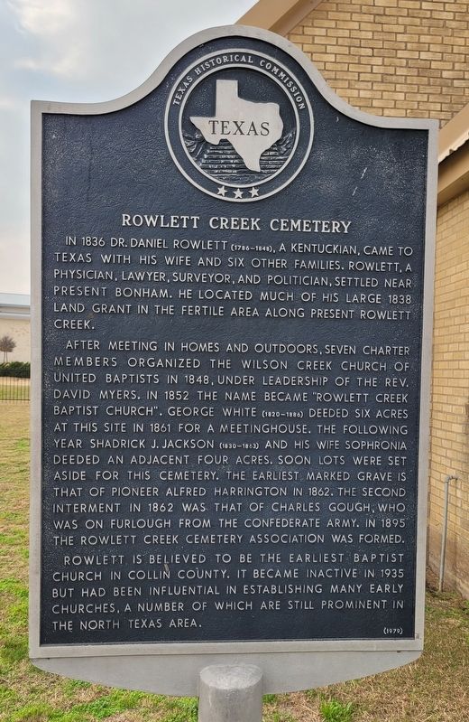 Rowlett Creek Cemetery Marker image. Click for full size.