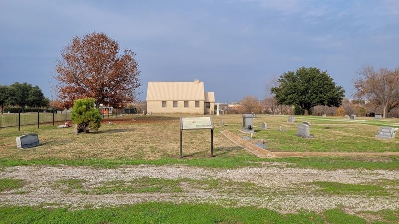 The Rowlett Creek Church and Marker in the cemetery image. Click for full size.