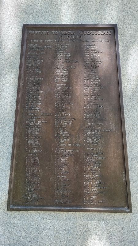 3rd Plaque - Martyrs to Texas Independence at Goliad image. Click for full size.