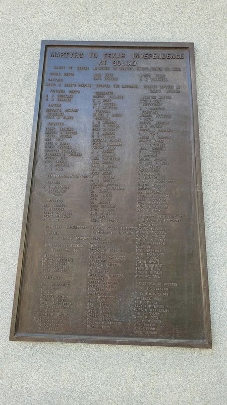 4th Plaque - Martyrs to Texas Independence at Goliad image. Click for full size.