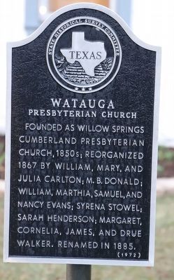 Watauga Presbyterian Church Marker image. Click for full size.