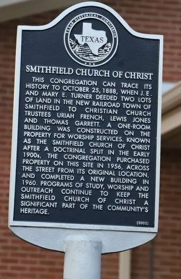 Smithfield Church of Christ Marker image. Click for full size.