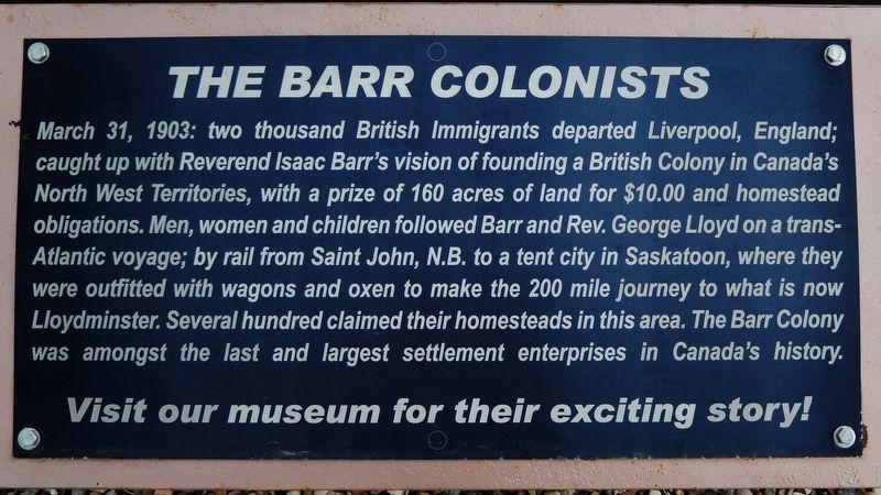 The Barr Colonists Marker image. Click for full size.