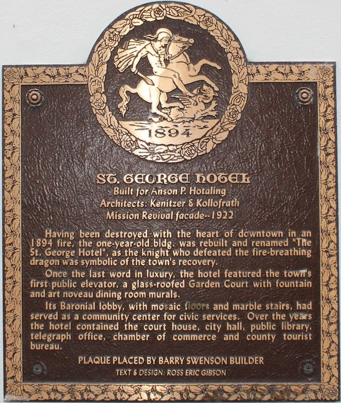 St. George Hotel Marker image. Click for full size.