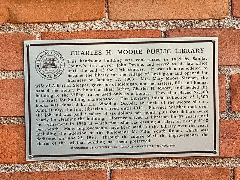 Charles H. Moore Public Library Marker image. Click for full size.