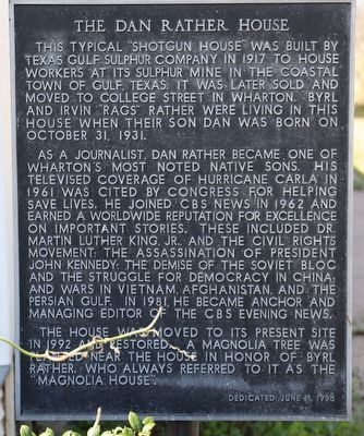 The Dan Rather House Marker image. Click for full size.