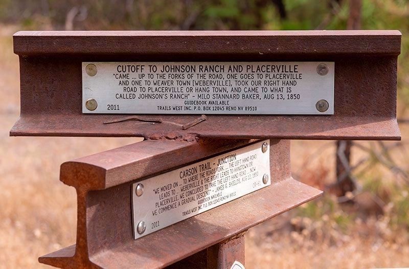 Cutoff to Johnson Ranch and Placerville (Top Rail). Click for full size. Cutoff to Johnson Ranch and Placerville (Top Rail) image. Click for full size.
