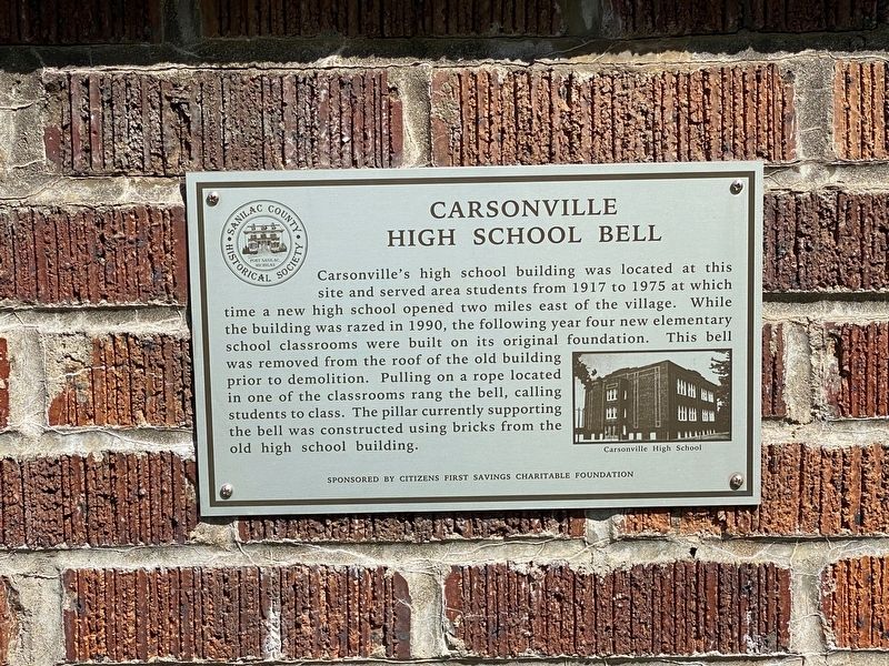 Carsonville High School Bell Marker image. Click for full size.