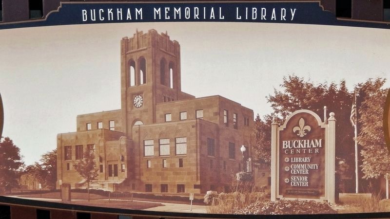 Marker detail: Buckham Memorial Library image. Click for full size.