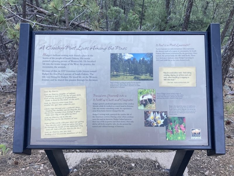 A Cowboy Poet Lives Among the Pines Marker image. Click for full size.