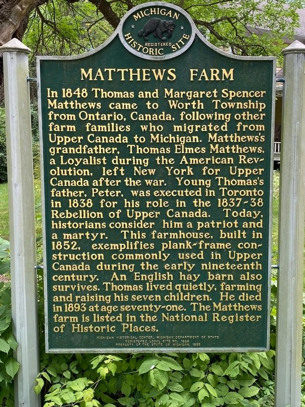 Matthews Farm Marker image. Click for full size.