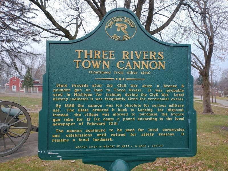 Three Rivers Town Cannon Marker Reverse image. Click for full size.