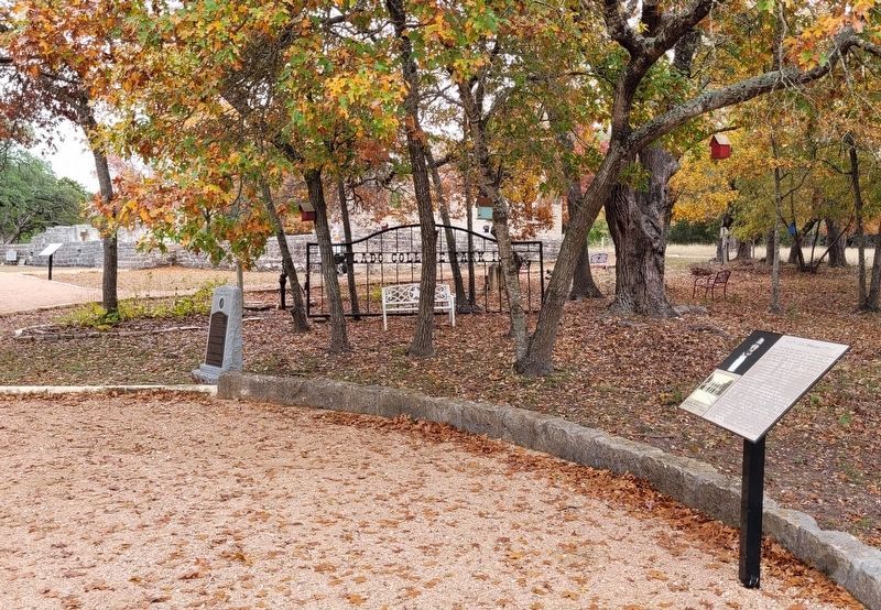 The E.S.C. Robertson Marker with the college ruins in the background image. Click for full size.