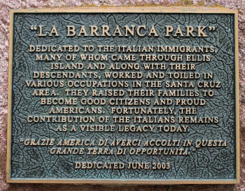 La Barranca Park Plaque image. Click for full size.