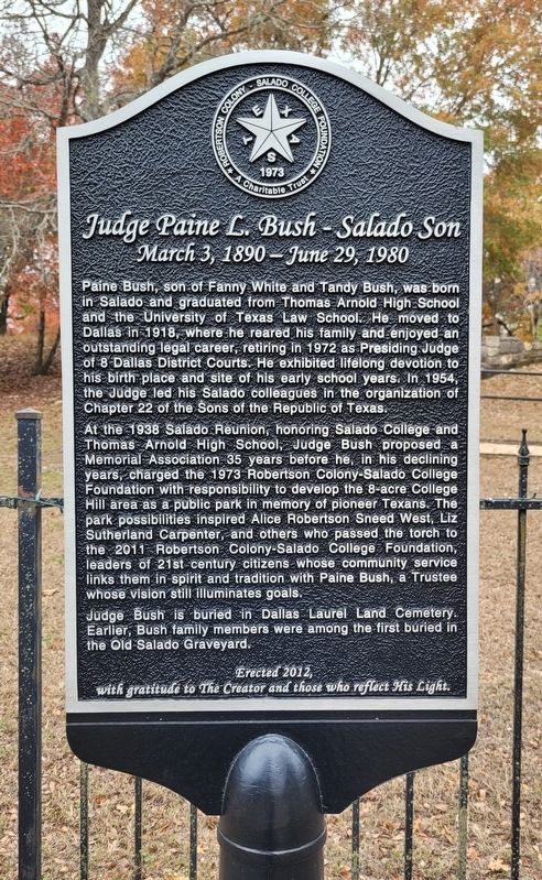 Judge Paine L. Bush - Salado Son Marker image. Click for full size.