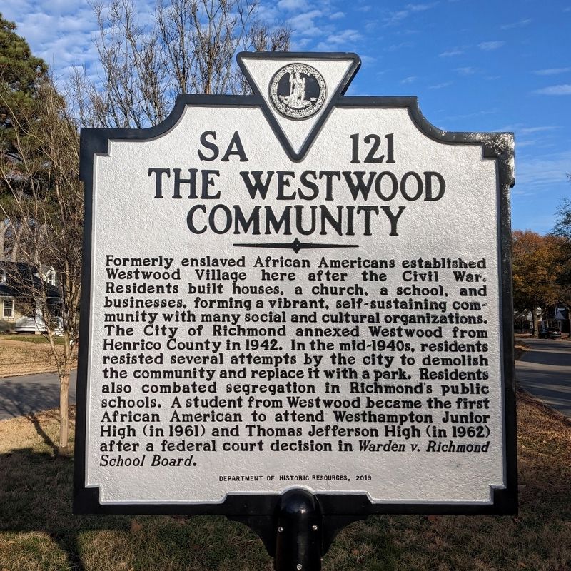 The Westwood Community Marker image. Click for full size.