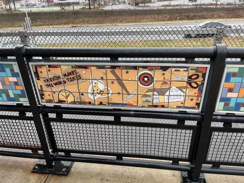 "Trenton Makes, the World Takes" in the mosaic at the New Jersey River Line station image. Click for full size.