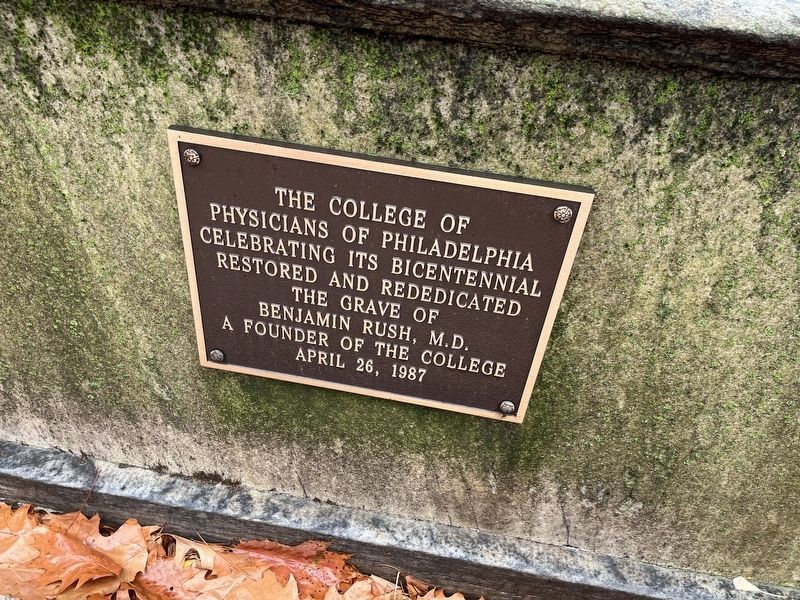Restoration of the Grave of Benjamin Rush, M.D. Marker. Click for full size. Restoration of the Grave of Benjamin Rush, M.D. Marker image. Click for full size.