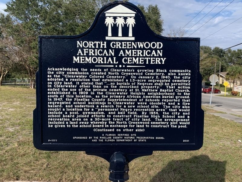 North Greenwood African American Memorial Cemetery Marker Side 1 image. Click for full size.