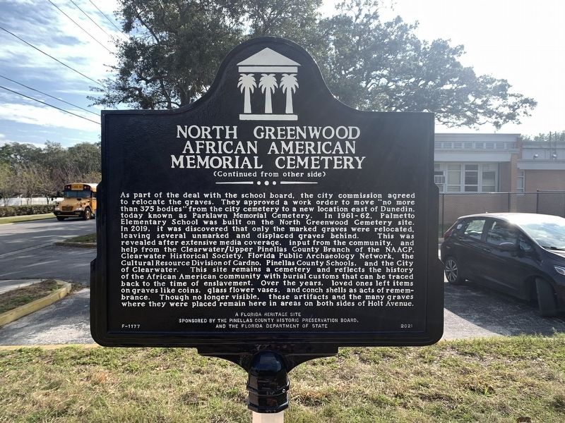 North Greenwood African American Memorial Cemetery Marker Side 2. Click for full size. North Greenwood African American Memorial Cemetery Marker Side 2 image. Click for full size.