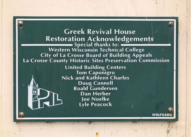 Greek Revival House Restoration Acknowledgements Marker image. Click for full size.