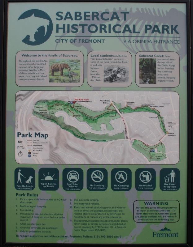 Sabercat Historical Park Marker. Click for full size. Sabercat Historical Park Marker image. Click for full size.